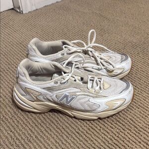 New Balance White and Cream Chunky Sneakers